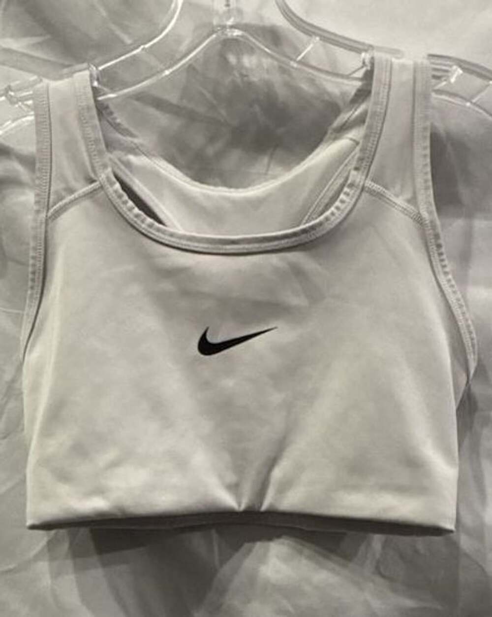 Nike Gray Dri-Fit Running Yoga Sports Bra Center Swoosh Activewear Size M